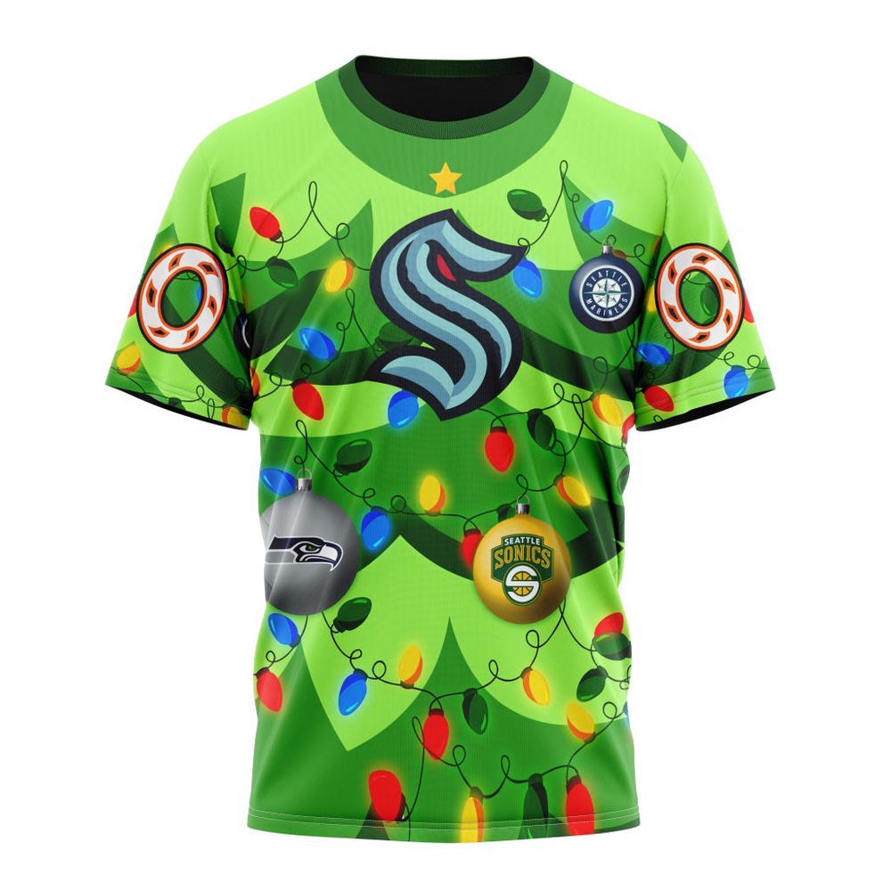 NHL Seattle Kraken Specialized Christmass Tree Color And City's Sport Teams Hoodie, T Shirt, NHL 3D Game Day Tee NHL Seattle Kraken Specialized Christmass Tree Color And City's Sport Teams Hoodie, T Shirt, NHL 3D Game Day Tee