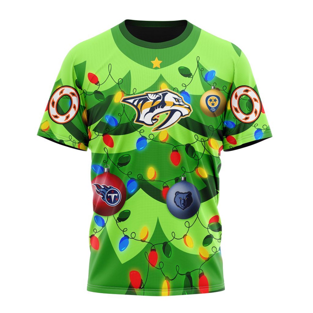 NHL Nashville Predators Specialized Christmass Tree Color And City's Sport Teams Hoodie, T Shirt, NHL 3D Game Day Tee NHL Nashville Predators Specialized Christmass Tree Color And City's Sport Teams Hoodie, T Shirt, NHL 3D Game Day Tee