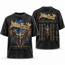 Judas Priest Official Invincible Shield World Tour 2024 Dates Vintage Heavy Metal T Shirt, Popular 3D Music Tee Judas Priest Official Invincible Shield World Tour 2024 Dates Vintage Heavy Metal T Shirt