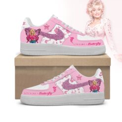 Dolly Parton Love Is Like a Butterfly Custom Air Force 1 Shoes, Pink Glitter Country Music Sneakers, Music Artist AF1 Shoes Dolly Parton Love IS Like A Butterfly Custom Air Force 1 Shoes Pink Glitter Country Music Sneakers