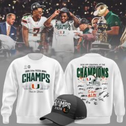Miami Hurricanes College Football Playoff 2026 Fiesta Bowl Champions Locker Room Signature Sweatshirt, Hot 3D Shirt Trend Miami Hurricanes College Football Playoff 2026 Fiesta Bowl Champions Locker Room Signature Sweatshirt