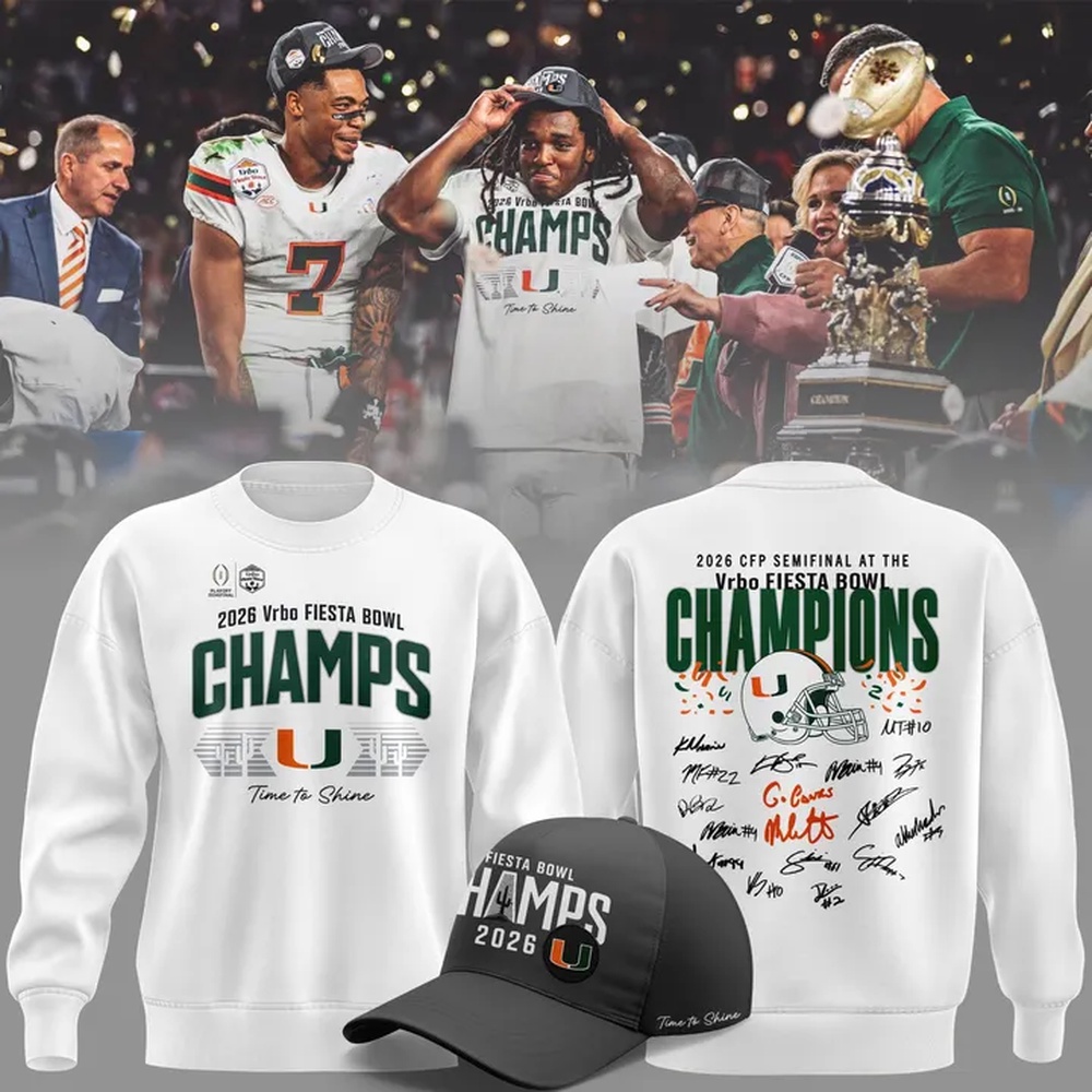 Miami Hurricanes College Football Playoff 2026 Fiesta Bowl Champions Locker Room Signature Sweatshirt, Hot 3D Shirt Trend Miami Hurricanes College Football Playoff 2026 Fiesta Bowl Champions Locker Room Signature Sweatshirt, Hot 3D Shirt Trend