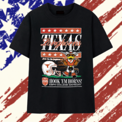 Texas Longhorns NCAA Hook Em The Longhorn Horns Espn College Gameday Cartoon Mascot Football Helmet T Shirt, Stylish 2D Graphic Shirt Texas Longhorns Ncaa Hook EM The Longhorn Horns Espn College Gameday Cartoon Mascot Football Helmet T Shirt