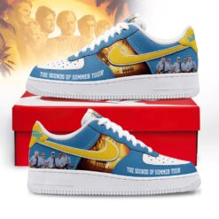 The Beach Boys Sounds Of Summer Tour Tropical Blue & Yellow Rock Graphic Air Force 1 Shoes, Music Artist AF1 Shoes The Beach Boys Sounds OF Summer Tour Tropical Blue Yellow Rock Graphic Air Force 1 Shoes
