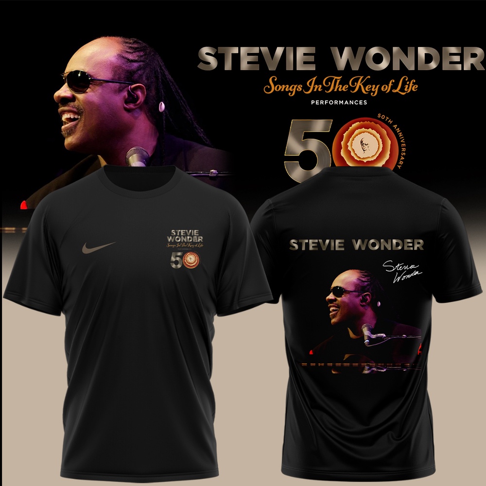 Stevie Wonder Songs in the Key of Life Performances 50th Anniversary Graphic White T Shirt, Popular 3D Music Tee Stevie Wonder Songs in the Key of Life Performances 50th Anniversary Graphic White T Shirt, Popular 3D Music Tee