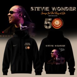 Stevie Wonder Songs in the Key of Life Performances 50th Anniversary Signed Black Hoodie, Popular 3D Music Tee Stevie Wonder Songs IN The Key OF Life Performances 50th Anniversary Signed Black Hoodie