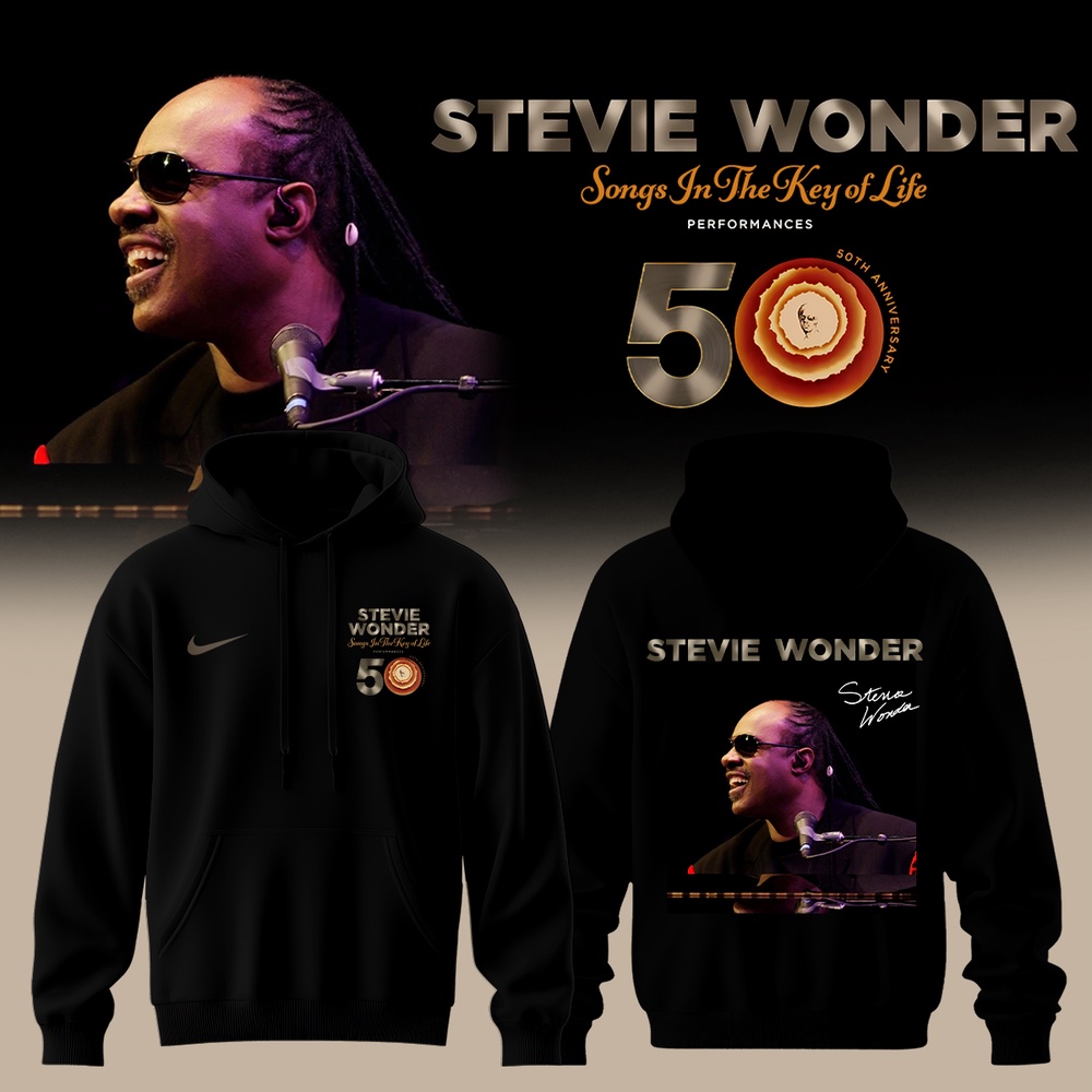Stevie Wonder Songs in the Key of Life Performances 50th Anniversary Signed Black Hoodie, Popular 3D Music Tee Stevie Wonder Songs in the Key of Life Performances 50th Anniversary Signed Black Hoodie, Popular 3D Music Tee