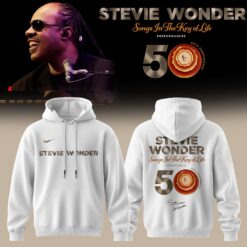 Stevie Wonder Songs in the Key of Life Performances 50th Anniversary Signed White Hoodie, Popular 3D Music Tee Stevie Wonder Songs IN The Key OF Life Performances 50th Anniversary Signed White Hoodie