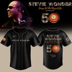 Stevie Wonder Songs in the Key of Life Performances 50th Anniversary Signed Black Baseball Jersey, Concert Baseball Jersey Stevie Wonder Songs IN The Key OF Life Performances 50th Anniversary Signed Black Baseball Jersey