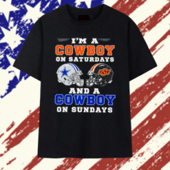 I’m a Cowboy on Saturdays and a Cowboy on Sundays Oklahoma State and Dallas Cowboys T Shirt, Stylish 2D Graphic Shirt I M A Cowboy ON Saturdays And A Cowboy ON Sundays Oklahoma State And Dallas Cowboys T Shirt