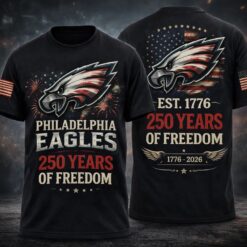Philadelphia Eagles 250 Years of Freedom Shirt Patriotic 1776 2026 Independence Day 3D Shirt, Hot 3D Shirt Trend Philadelphia Eagles 250 Years OF Freedom Shirt Patriotic 1776 2026 Independence Day 3D Shirt