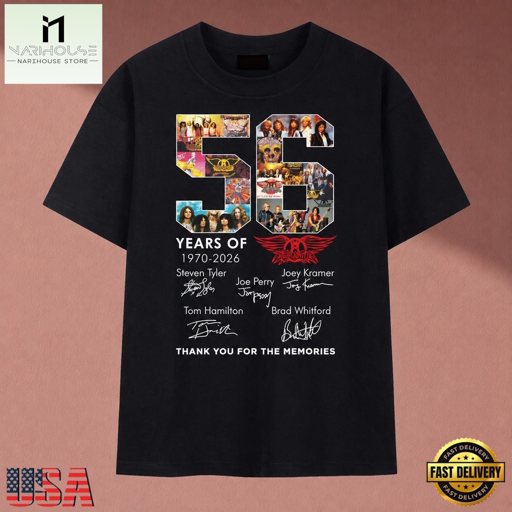 56 Years Of Aerosmith 1970 2026 Thank You For The Memories T Shirt, Music Fan 2D Shirt 56 Years Of Aerosmith 1970 2026 Thank You For The Memories T Shirt, Music Fan 2D Shirt