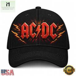 ACDC Classic Red Fiery Logo Black Rock Snapback Classic Cap