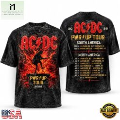 ACDC Fiery Stage Silhouette PWR UP Tour 2026 World Dates Vintage T Shirt, Popular 3D Music Tee Acdc Fiery Stage Silhouette Pwr UP Tour 2026 World Dates Vintage T Shirt