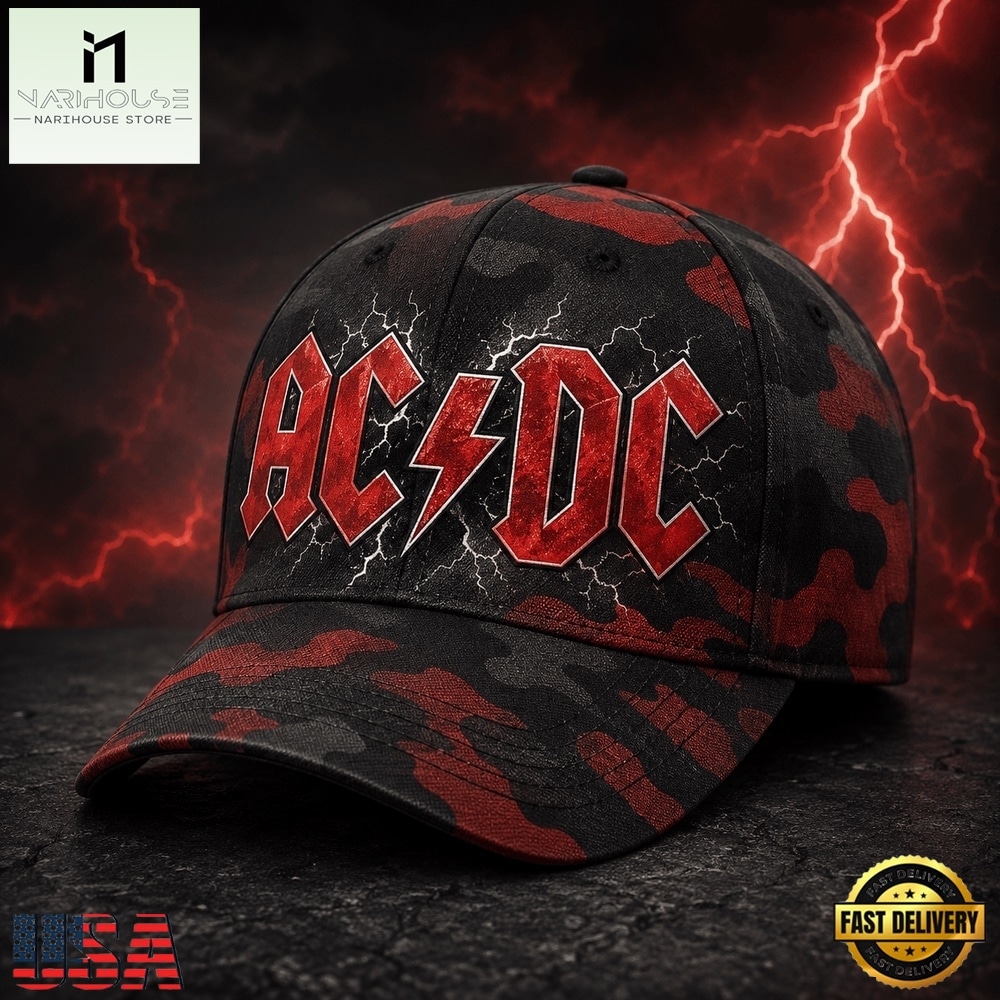 ACDC High Voltage Thunderstorm Red Camo Rock Classic Cap ACDC High Voltage Thunderstorm Red Camo Rock Classic Cap