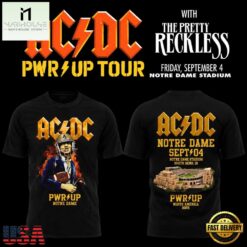 ACDC Notre Dame Stadium Power Up Tour 2026 Black 3D Shirt, Popular 3D Music Tee Acdc Notre Dame Stadium Power UP Tour 2026 Black 3D Shirt