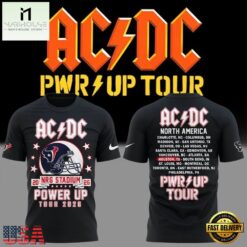 ACDC x Houston Texans Power Up Tour 2026 T Shirt, Popular 3D Music Tee Acdc X Houston Texans Power UP Tour 2026 T Shirt