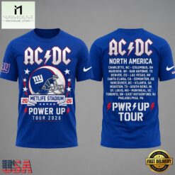ACDC x New York Giants POWER UP TOUR 2026 T Shirt, Hot 3D Shirt Trend Acdc X New York Giants Power UP Tour 2026 T Shirt