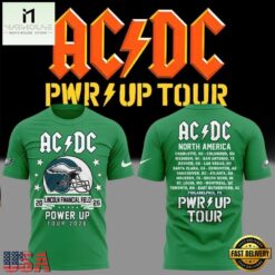 ACDC x Philadelphia Eagles POWER UP TOUR 2026 Newest T Shirt, Popular 3D Music Tee Acdc X Philadelphia Eagles Power UP Tour 2026 Newest T Shirt