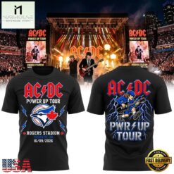 ACDC x Toronto Blue Jays Power Up Tour 2026 Rogers Stadium Toronto T Shirt, Popular 3D Music Tee Acdc X Toronto Blue Jays Power UP Tour 2026 Rogers Stadium Toronto T Shirt