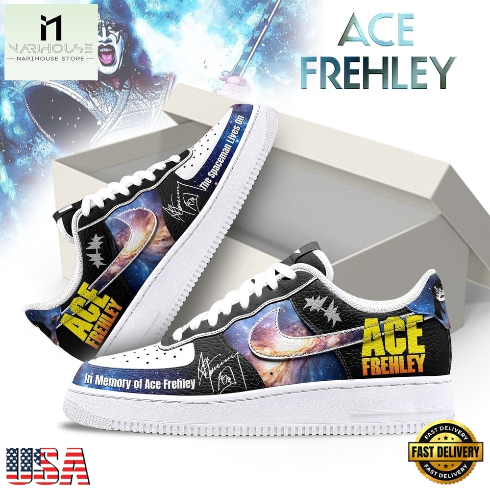 Ace Frehley The Spaceman Lives On Galaxy Graphic Air Force 1 Shoes Sneakers, Music Artist AF1 Shoes Ace Frehley The Spaceman Lives On Galaxy Graphic Air Force 1 Shoes Sneakers, Music Artist AF1 Shoes