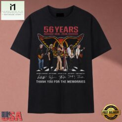 Aerosmith 56 Years 1970 2026 Signatures Graphic Rock T Shirt, Music Fan 2D Shirt Aerosmith 56 Years 1970 2026 Signatures Graphic Rock T Shirt