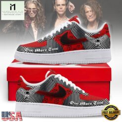 Aerosmith One More Time Tour Custom Air Force 1 Shoes, Red & Black Winged Skull Sneakers, Music Artist AF1 Shoes Aerosmith One More Time Tour Custom Air Force 1 Shoes Red Black Winged Skull Sneakers