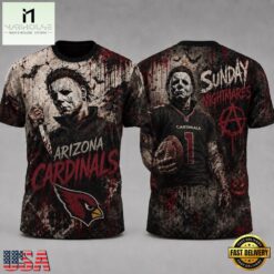 Arizona Cardinals NFL Michael Myers Sunday Nightmares Horror Halloween 3D T Shirt, NFL Sporty Shirt Arizona Cardinals Nfl Michael Myers Sunday Nightmares Horror Halloween 3D T Shirt