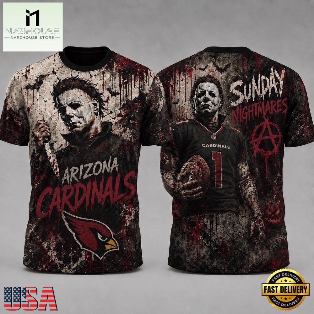 Arizona Cardinals NFL Michael Myers Sunday Nightmares Horror Halloween 3D T Shirt, NFL Sporty Shirt Arizona Cardinals NFL Michael Myers Sunday Nightmares Horror Halloween 3D T Shirt, NFL Sporty Shirt