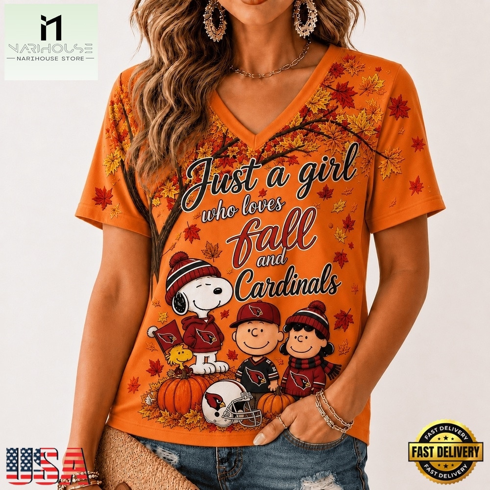 Arizona Cardinals NFL Snoopy Peanuts Fall Season V Neck T Shirt, Trendy NFL V Neck Tee Arizona Cardinals NFL Snoopy Peanuts Fall Season V Neck T Shirt, Trendy NFL V Neck Tee