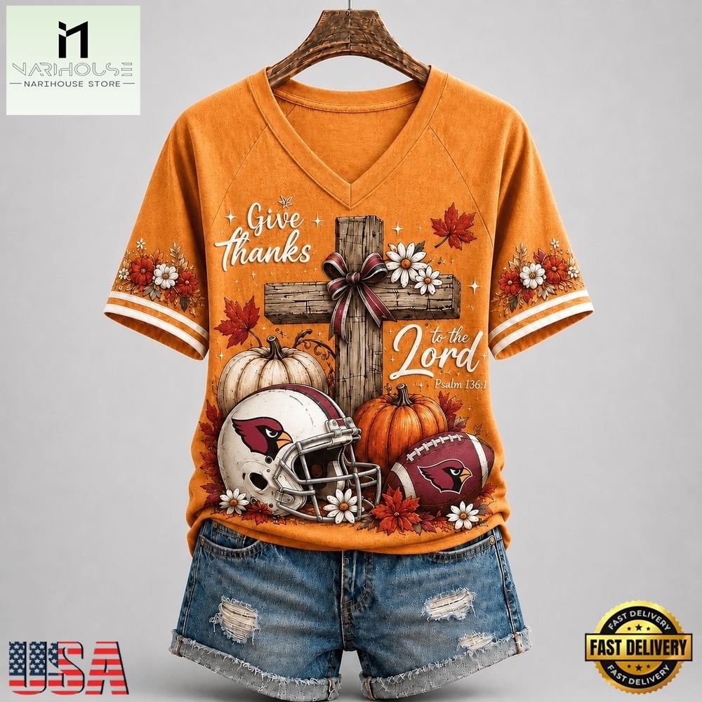 Arizona Cardinals NFL Thanksgiving Faith And Football V Neck T Shirt, Trendy NFL V Neck Tee Arizona Cardinals NFL Thanksgiving Faith And Football V Neck T Shirt, Trendy NFL V Neck Tee
