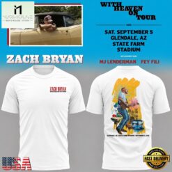 Arizona Cardinals x Zach Bryan WITH HEAVEN ON TOUR 2026 T Shirt, Hot 3D Shirt Trend Arizona Cardinals X Zach Bryan With Heaven ON Tour 2026 T Shirt