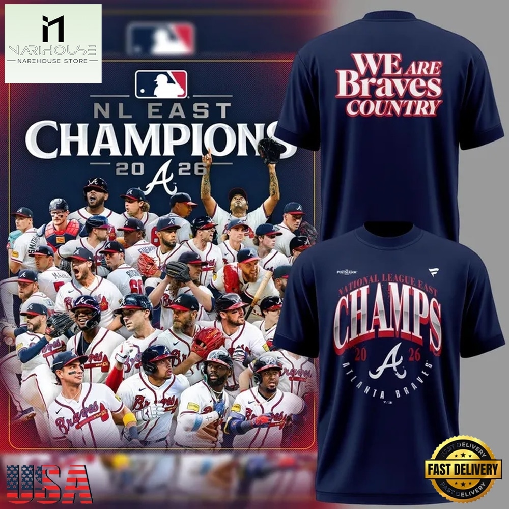 Atlanta Braves 2026 National League East Division Champions T Shirt, Hot 3D Shirt Trend Atlanta Braves 2026 National League East Division Champions T Shirt, Hot 3D Shirt Trend