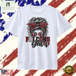 Atlanta Falcons Girl Messy Bun Sunglasses T Shirt, Stylish 2D Graphic Shirt Atlanta Falcons Girl Messy Bun Sunglasses T Shirt