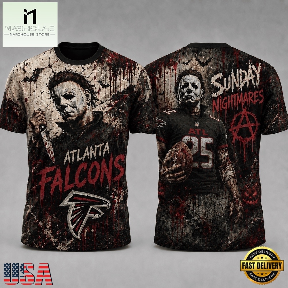 Atlanta Falcons NFL Michael Myers Sunday Nightmares Horror Halloween 3D T Shirt, NFL Sporty Shirt Atlanta Falcons NFL Michael Myers Sunday Nightmares Horror Halloween 3D T Shirt, NFL Sporty Shirt