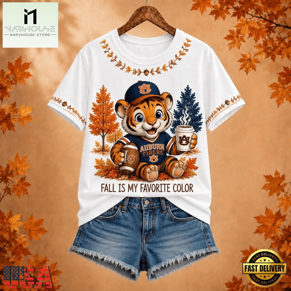 Auburn Tigers NCAA Fall Is My Favorite Color Football Unisex 3D Shirt, NCAA College 3D Shirt Auburn Tigers Ncaa Fall IS MY Favorite Color Football Unisex 3D Shirt