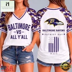 Baltimore Ravens NFL vs All Y' All United We Stand V Neck T Shirt, Trendy NFL V Neck Tee Baltimore Ravens Nfl VS All Y All United WE Stand V Neck T Shirt