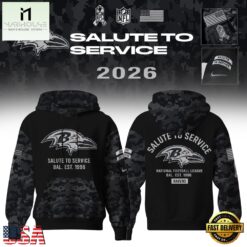 Baltimore Ravens Salute to Service Camo 2026 Black Hoodie, Hot 3D Shirt Trend Baltimore Ravens Salute TO Service Camo 2026 Black Hoodie