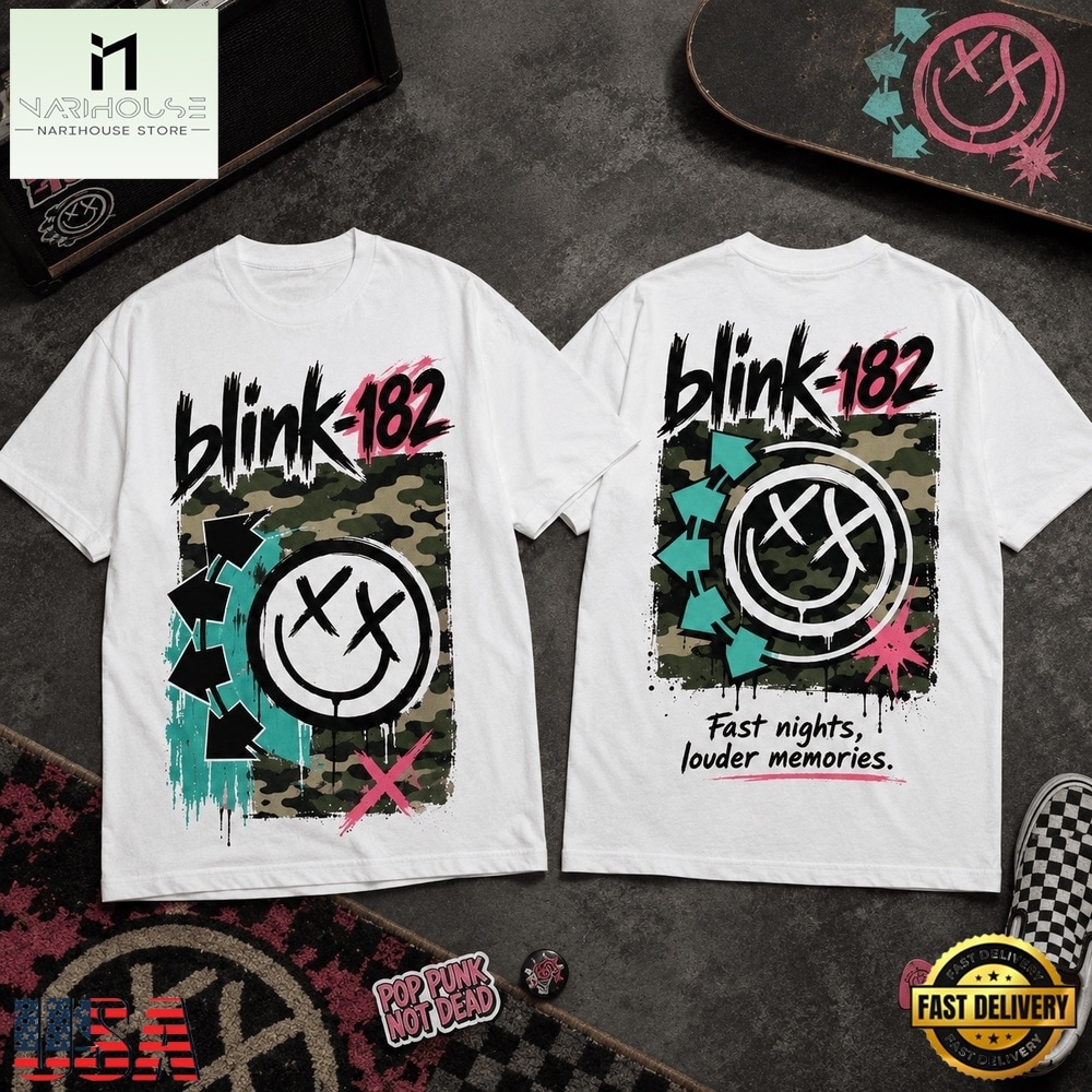 Blink 182 Camo Fast Nights Pop Punk 3D Shirt, Popular 3D Music Tee Blink 182 Camo Fast Nights Pop Punk 3D Shirt, Popular 3D Music Tee