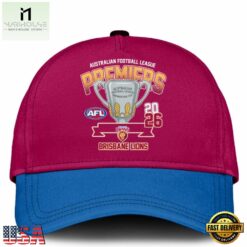 Brisbane Lions 2026 AFL Premiers Three Peat New Design Cap, Trending Cap Style Brisbane Lions 2026 Afl Premiers Three Peat New Design Cap