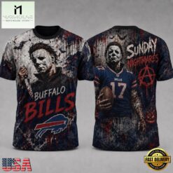 Buffalo Bills NFL Michael Myers Sunday Nightmares Horror Halloween 3D T Shirt, NFL Sporty Shirt Buffalo Bills Nfl Michael Myers Sunday Nightmares Horror Halloween 3D T Shirt