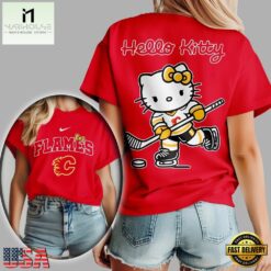 Calgary Flames NHL x Hello Kitty Unisex 3D Shirt, NHL 3D Game Day Tee Calgary Flames Nhl X Hello Kitty Unisex 3D Shirt