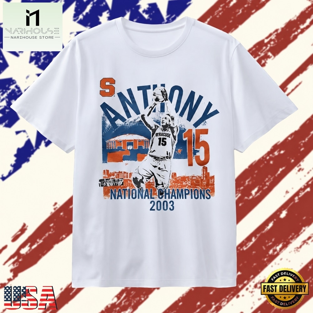 Carmelo Anthony Syracuse 15 National Champions 2003 T Shirt, Stylish 2D Graphic Shirt Carmelo Anthony Syracuse 15 National Champions 2003 T Shirt, Stylish 2D Graphic Shirt