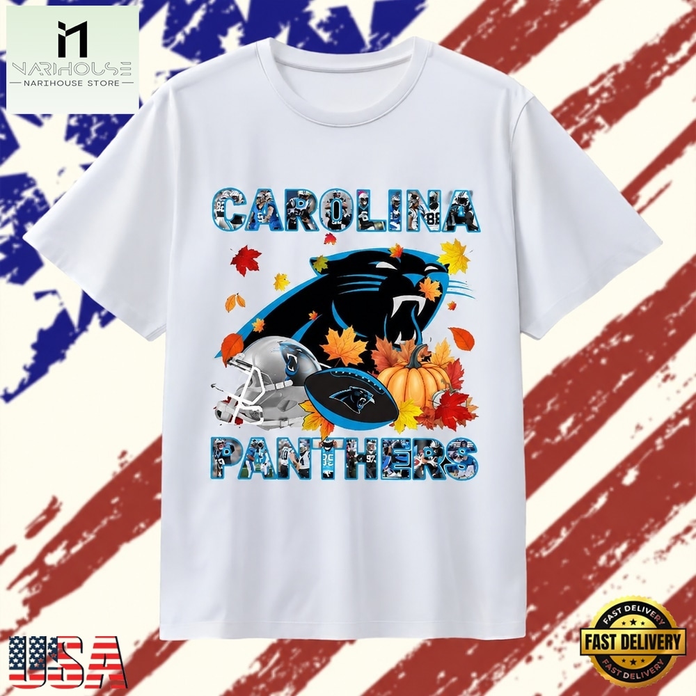 Carolina Panthers Football Autumn Leaves Pumpkin Graphic T Shirt, Stylish 2D Graphic Shirt Carolina Panthers Football Autumn Leaves Pumpkin Graphic T Shirt, Stylish 2D Graphic Shirt