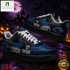 Carolina Panthers NFL Fear The Team Halloween Air Force 1 Shoes Sneakers, NFL Team AF1 Shoes Carolina Panthers Nfl Fear The Team Halloween Air Force 1 Shoes Sneakers