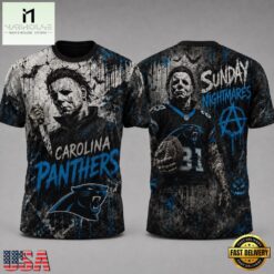 Carolina Panthers NFL Michael Myers Sunday Nightmares Horror Halloween 3D T Shirt, NFL Sporty Shirt Carolina Panthers Nfl Michael Myers Sunday Nightmares Horror Halloween 3D T Shirt