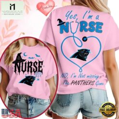 Carolina Panthers NFL Night Shift Never Misses Game Day Halloween Nurse Unisex 3D Shirt, NFL Sporty Shirt Carolina Panthers Nfl Night Shift Never Misses Game Day Halloween Nurse Unisex 3D Shirt