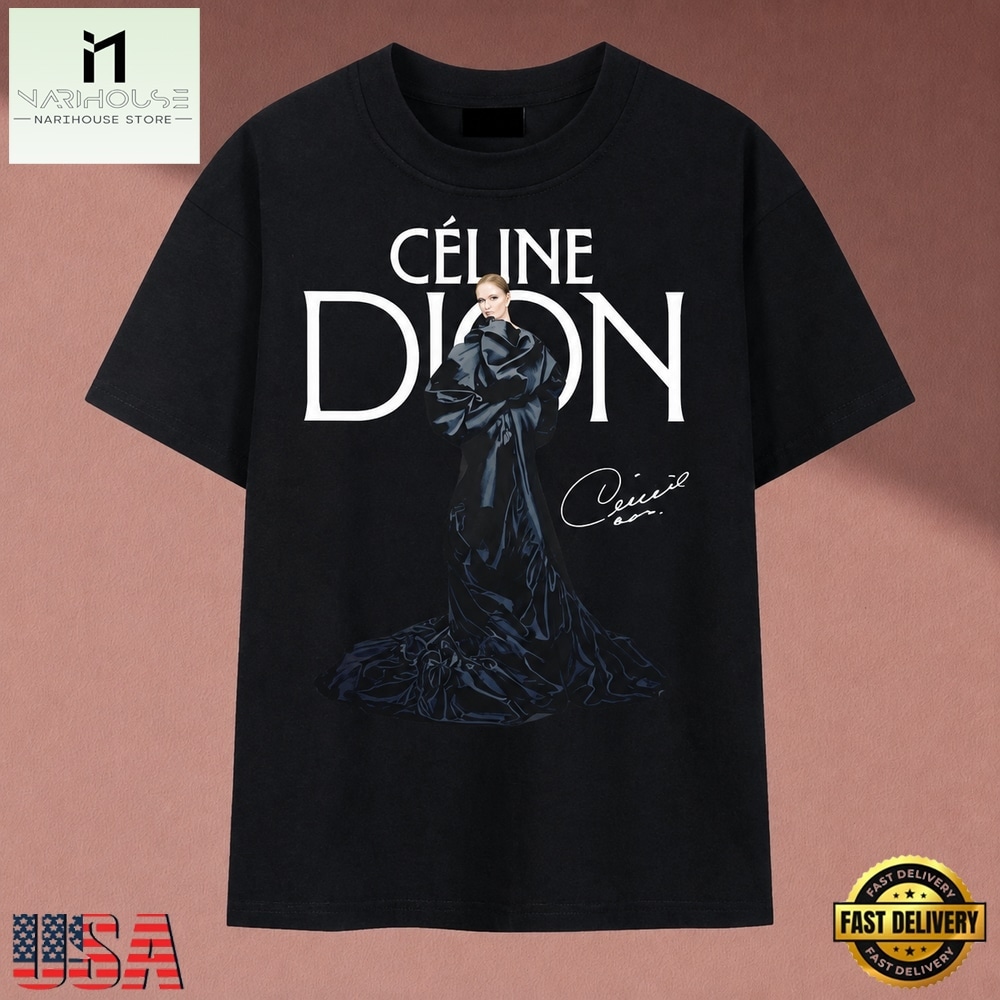 Celine Dion Vintage Signature Portrait Music Graphic T Shirt, Music Fan 2D Shirt Celine Dion Vintage Signature Portrait Music Graphic T Shirt, Music Fan 2D Shirt