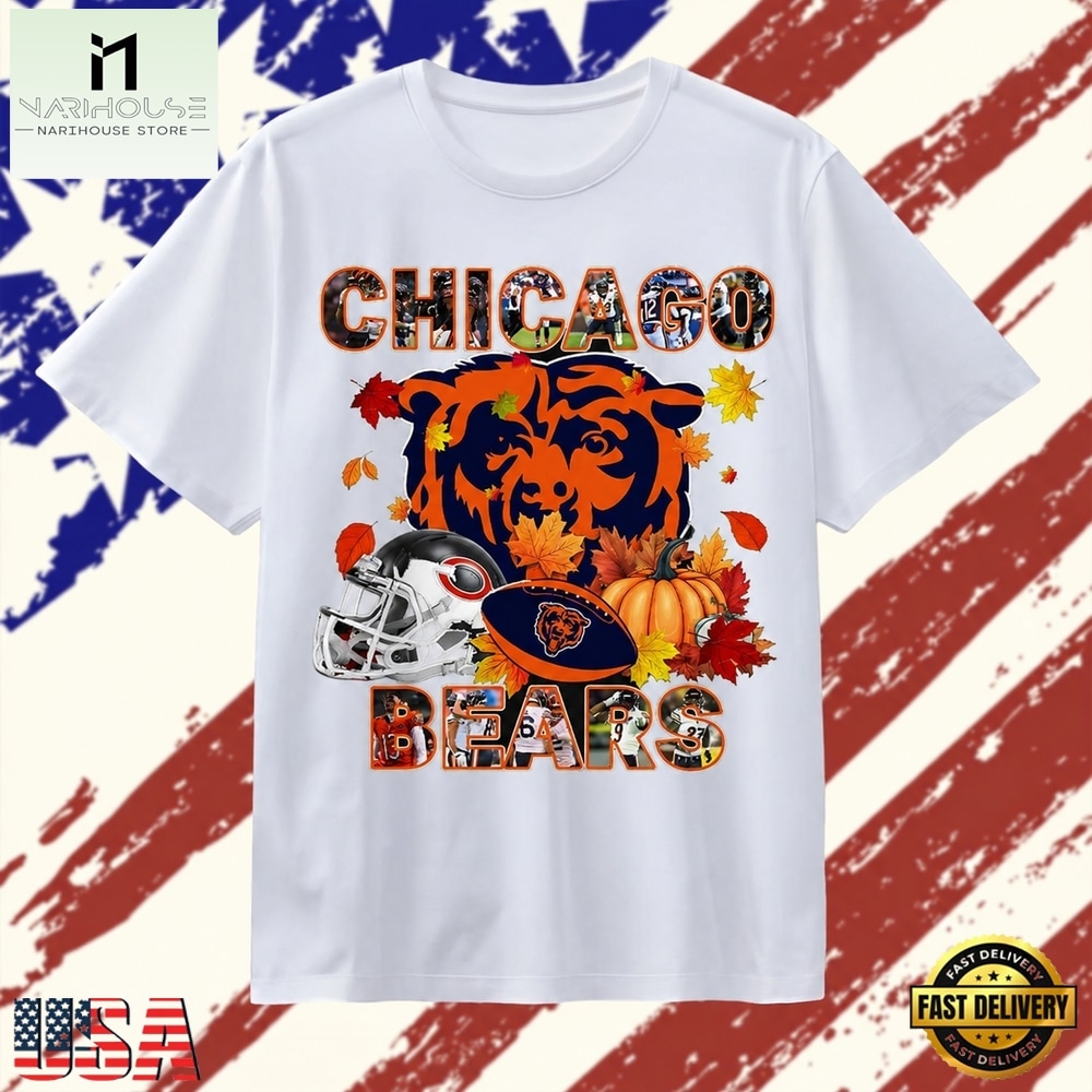 Chicago Bears Football Autumn Fall Leaves Pumpkin Graphic T Shirt, Stylish 2D Graphic Shirt Chicago Bears Football Autumn Fall Leaves Pumpkin Graphic T Shirt, Stylish 2D Graphic Shirt