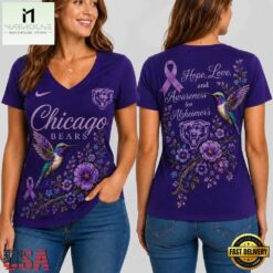 Chicago Bears NFL Alzheimer’s Awareness Month V neck T Shirt, Trendy NFL V Neck Tee Chicago Bears Nfl Alzheimer S Awareness Month V Neck T Shirt